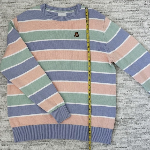 Teddy Fresh | Men’s Stripe Multicolor Pastel Crewneck Sweater | L - Picture 3 of 8